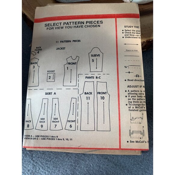 Vintage McCalls 3369 Sewing Pattern Womens Jacket Skirt Pants Size 10 Uncut 1970 - Picture 2 of 3